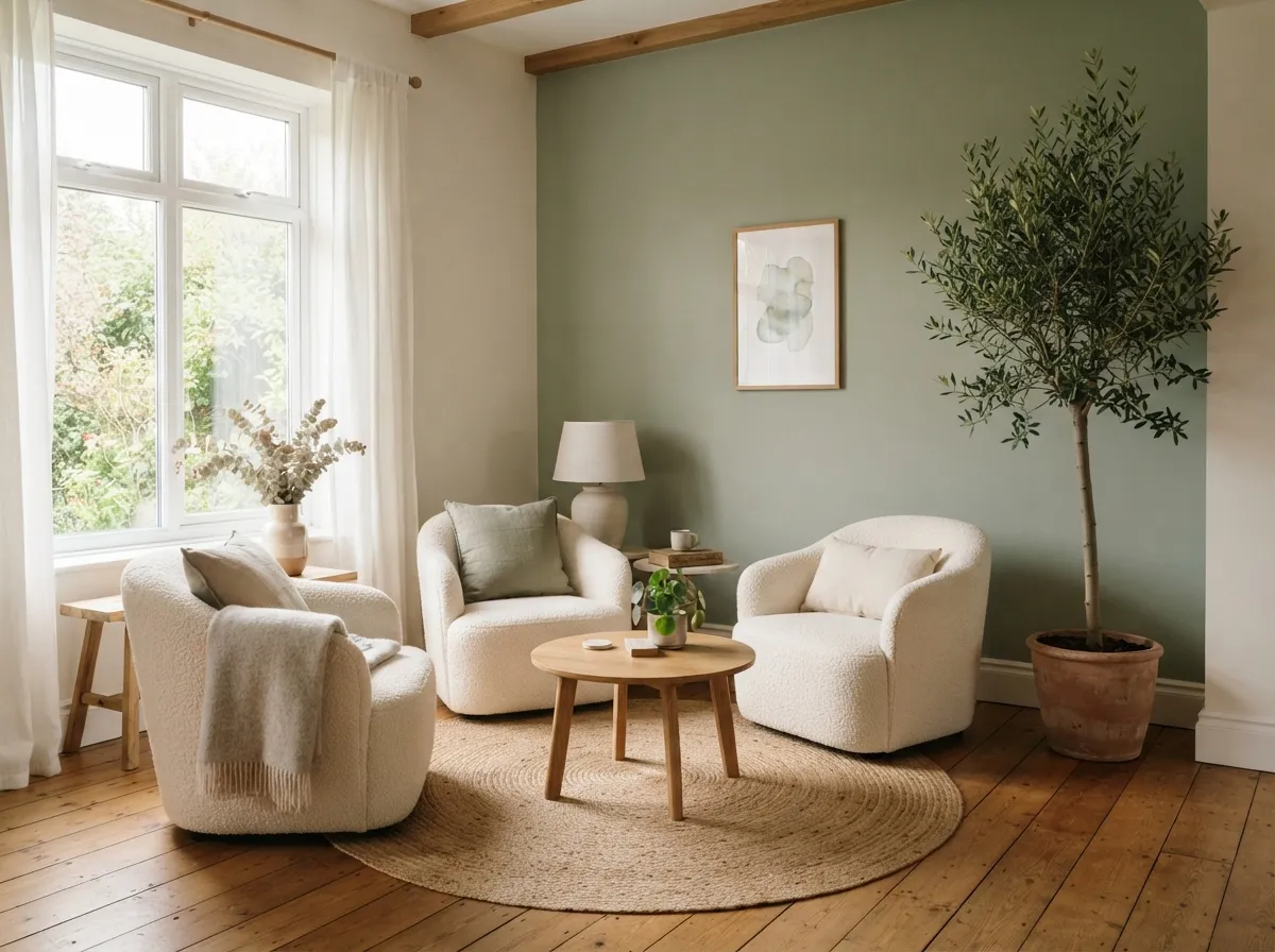 2. Muted Sage Green and Cream