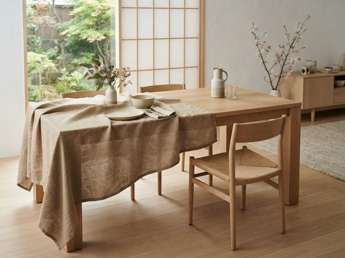 5. Adorn with a Textured Linen Tablecloth