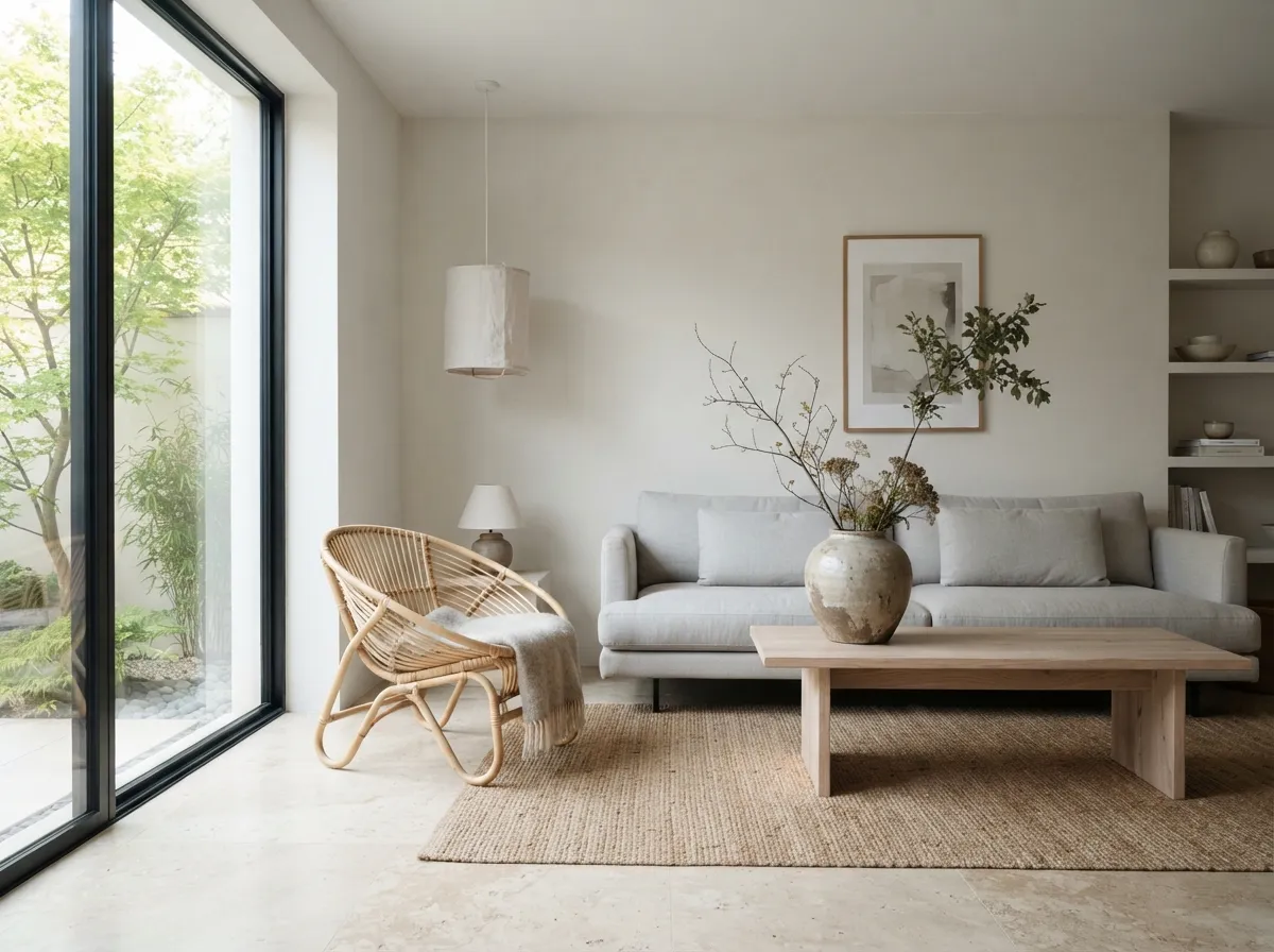 6. Material Choices for Japandi Interiors: Wood, Rattan, and Stone