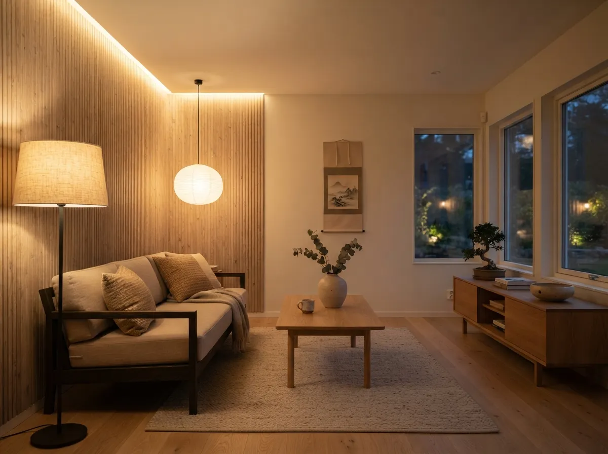 8. Lighting for a Japandi Atmosphere: Soft, Ambient Glow