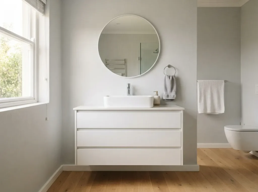 1. Install a Wall-Hung Vanity with Hidden Storage