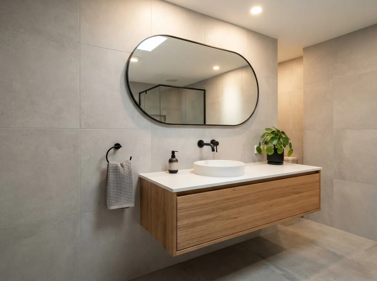 9. Hang a Simple, Oval Mirror with a Thin Metal Frame