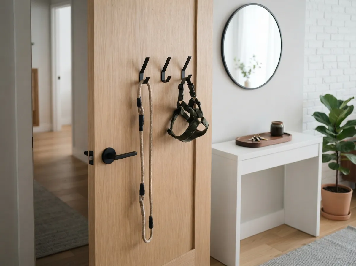 24. Employ Smart Door Hooks for Leashes and Harnesses