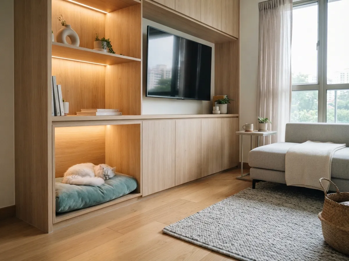 3. Integrate Hidden Pet Beds into Built-ins