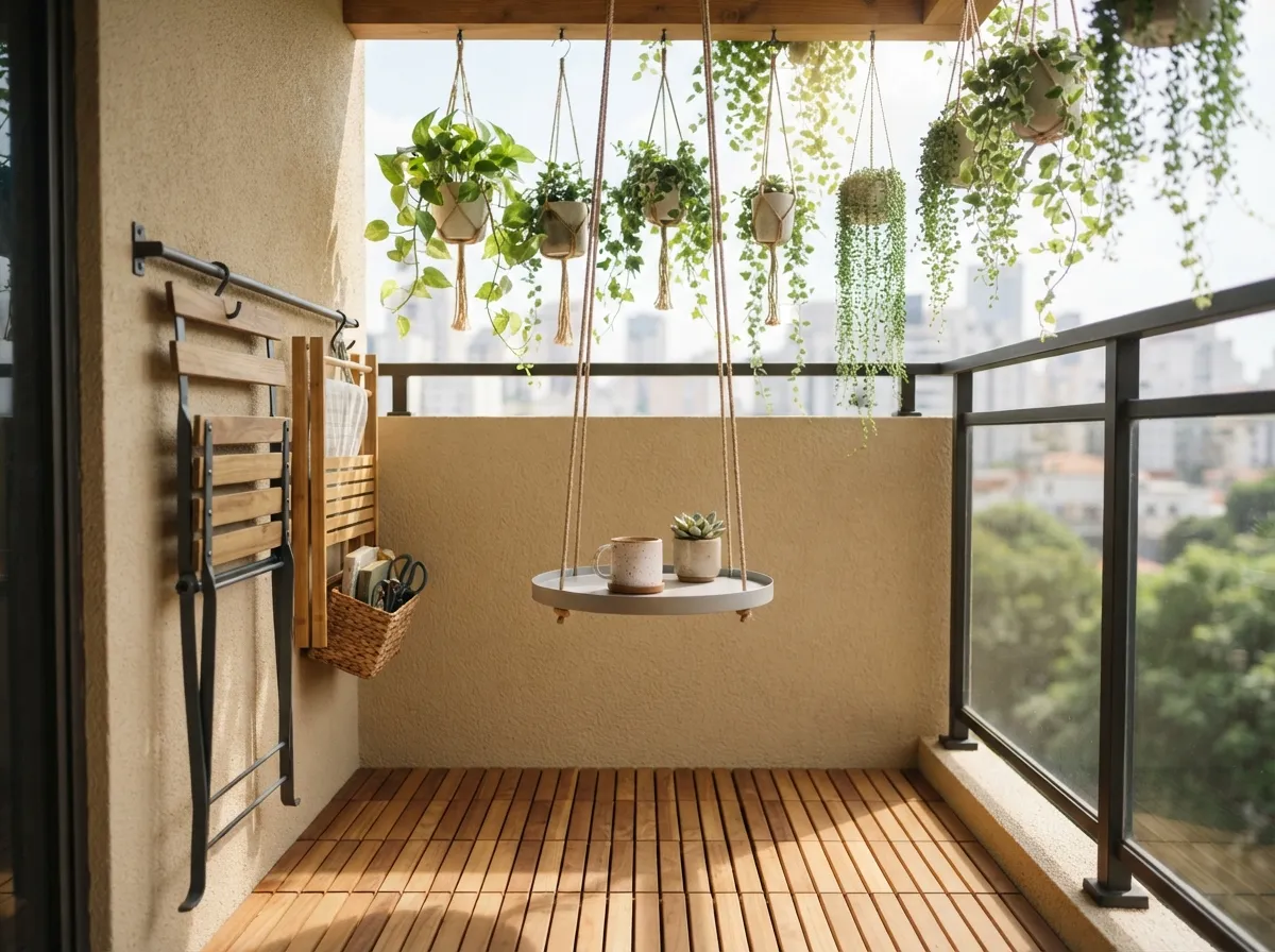 25. Maximizing Floor Space with Hanging Furniture Elements