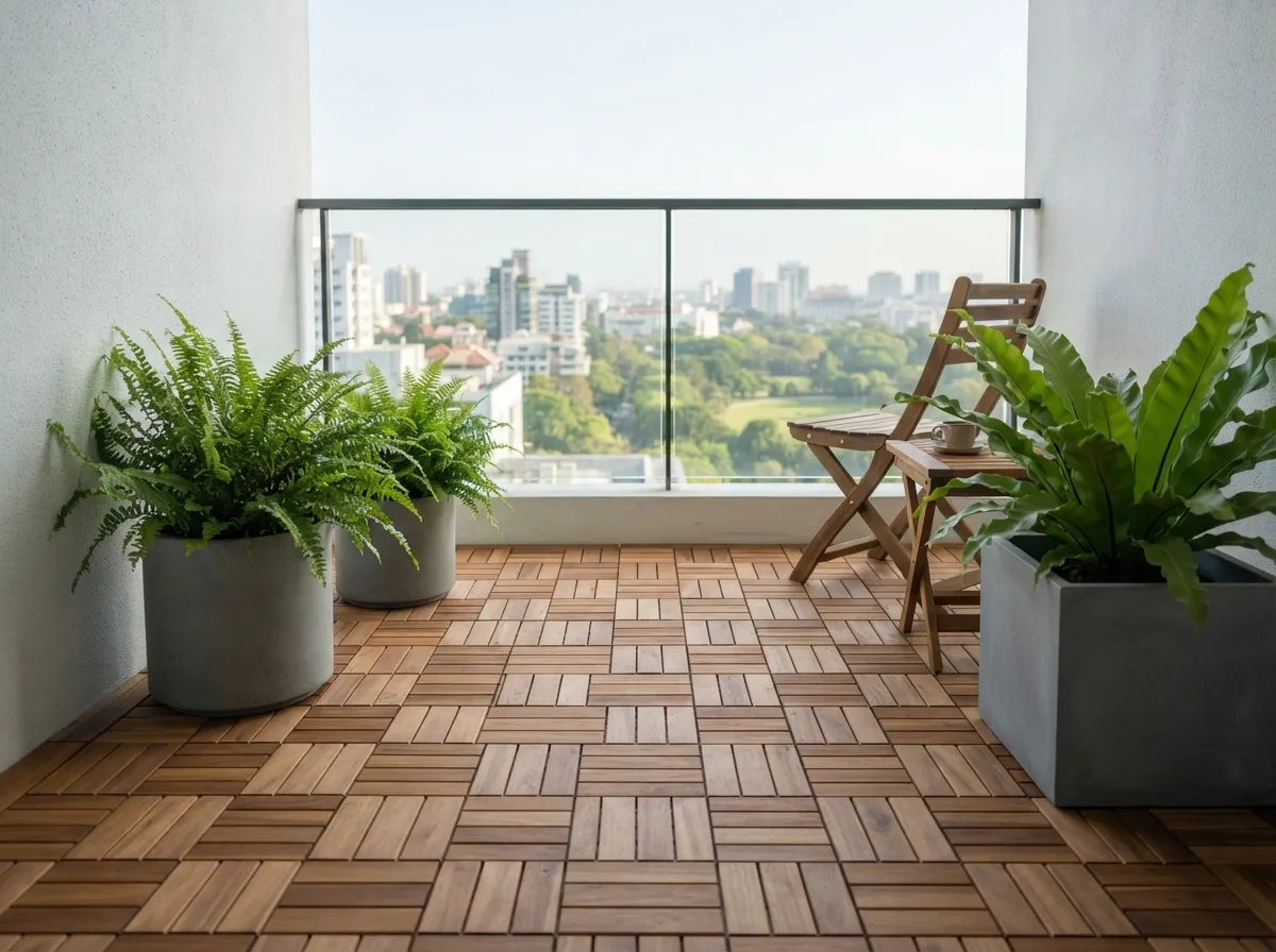 10. Layer with Natural Wooden Deck Tiles