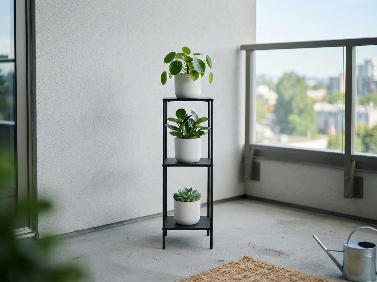 21. Choose Slender Tiered Plant Shelves