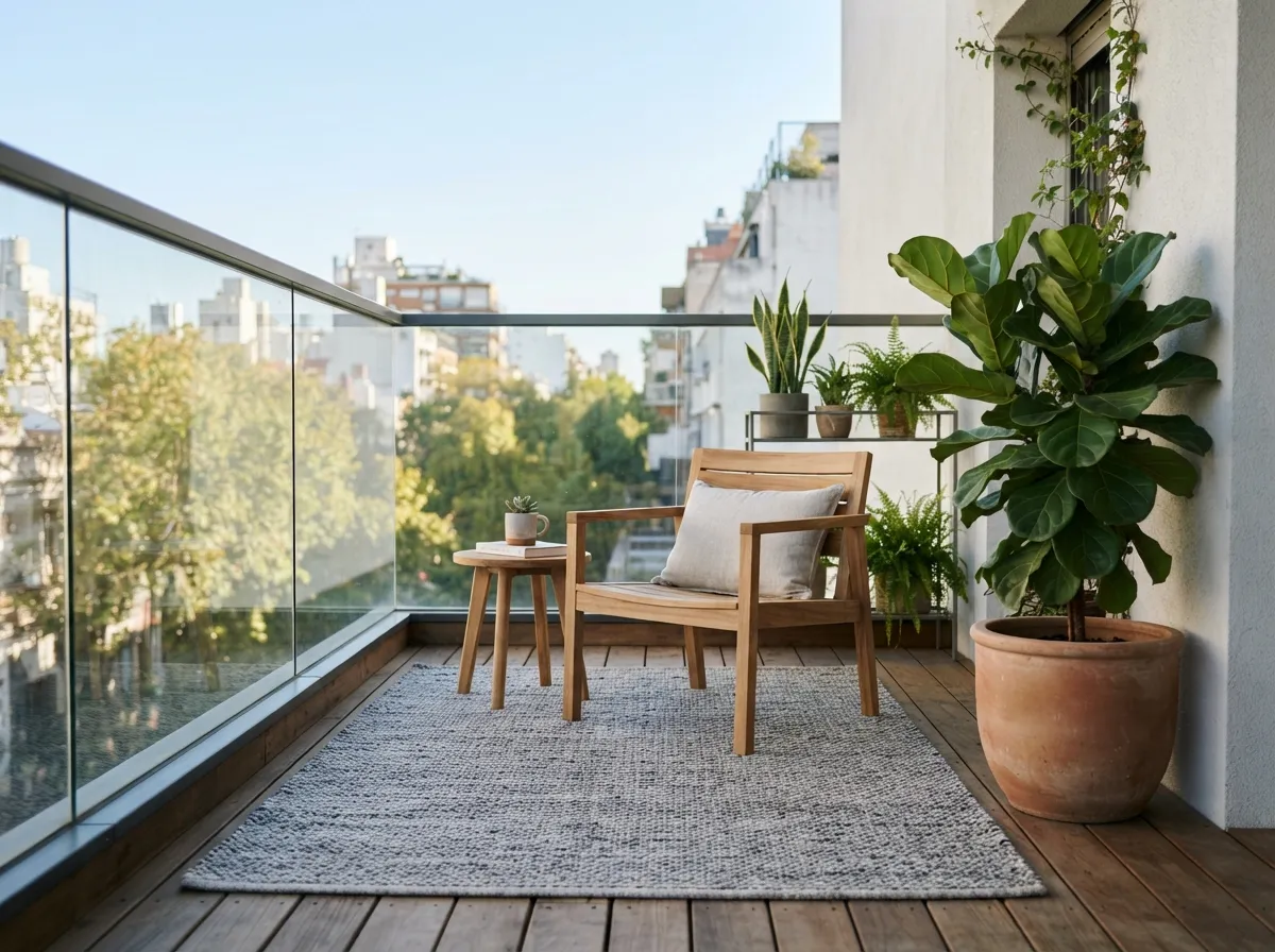 30. Add a Simple Woven Outdoor Rug