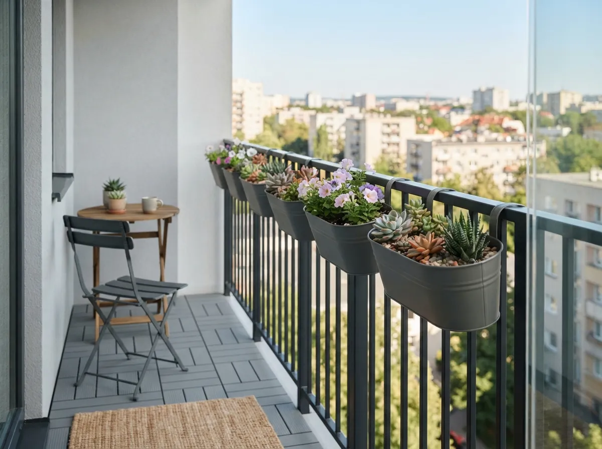 5. Compact Railing Planters to Save Floor Space