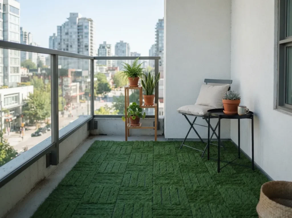 1. Lay down affordable outdoor grass tiles
