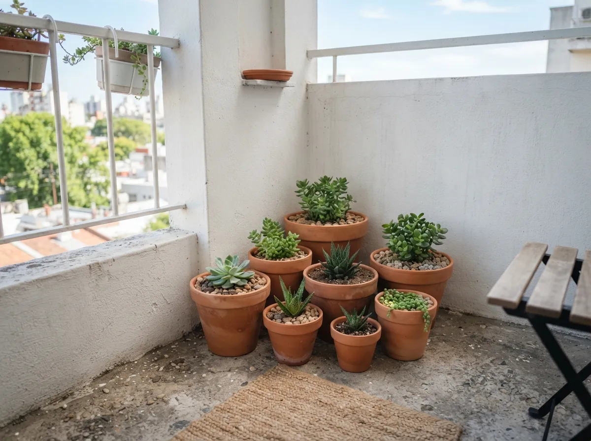 14. Use minimalist terracotta pots for greenery