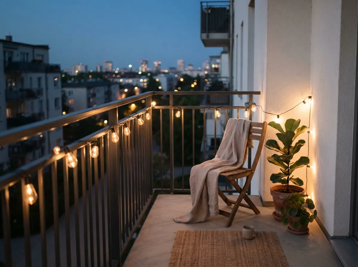3. Hang string lights for warm evening illumination