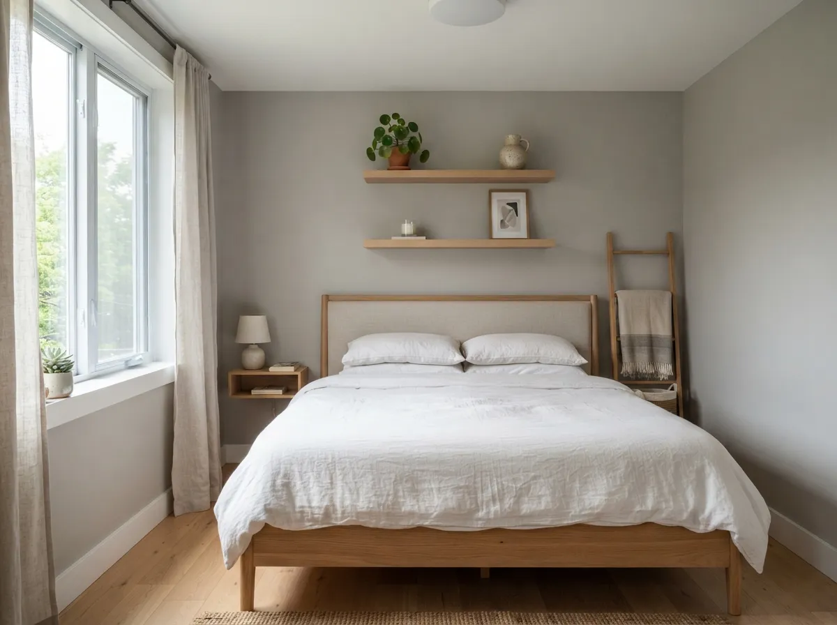 Utilize Vertical Space Above the Bed with Art or Shelves