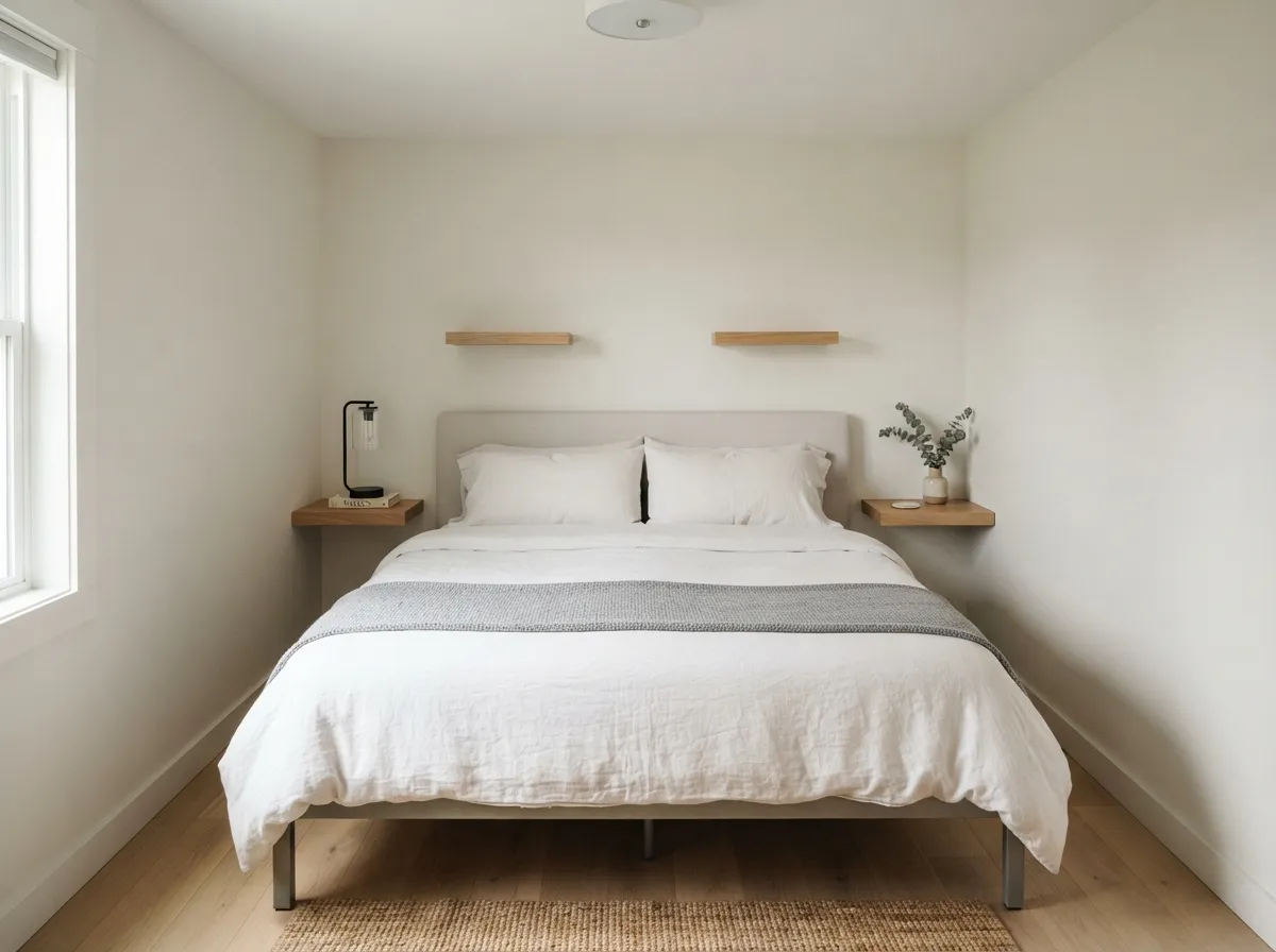 Utilize Wall-Mounted Nightstands or Floating Shelves