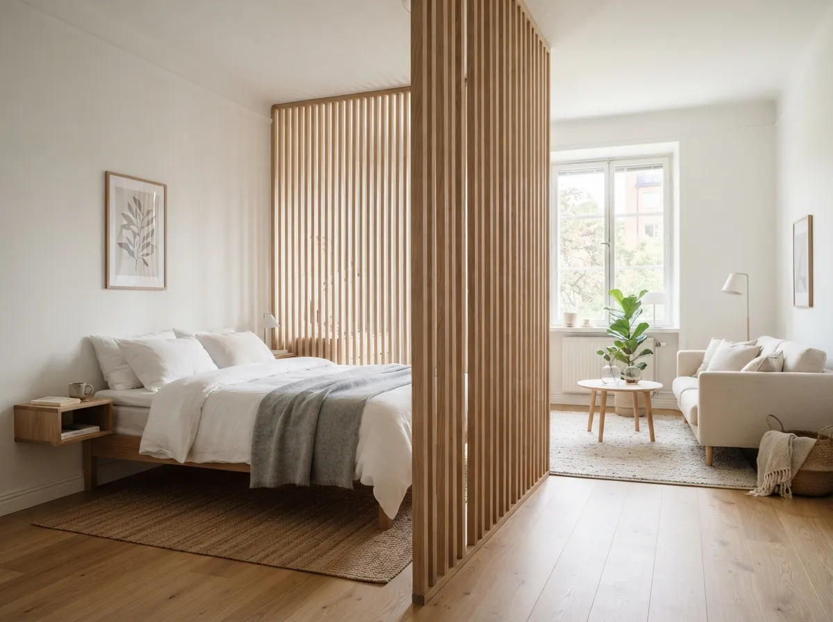 22. Install Slatted Wooden Room Dividers