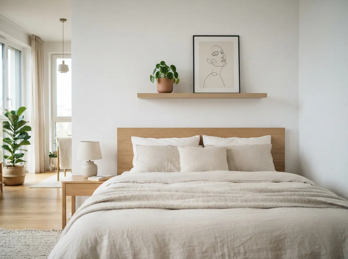 23. Hang a Floating Shelf Above the Headboard