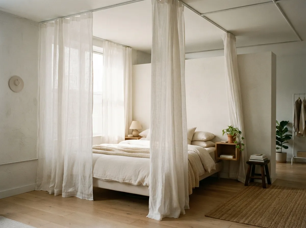 28. Use Drape-Style Bed Canopies for Privacy
