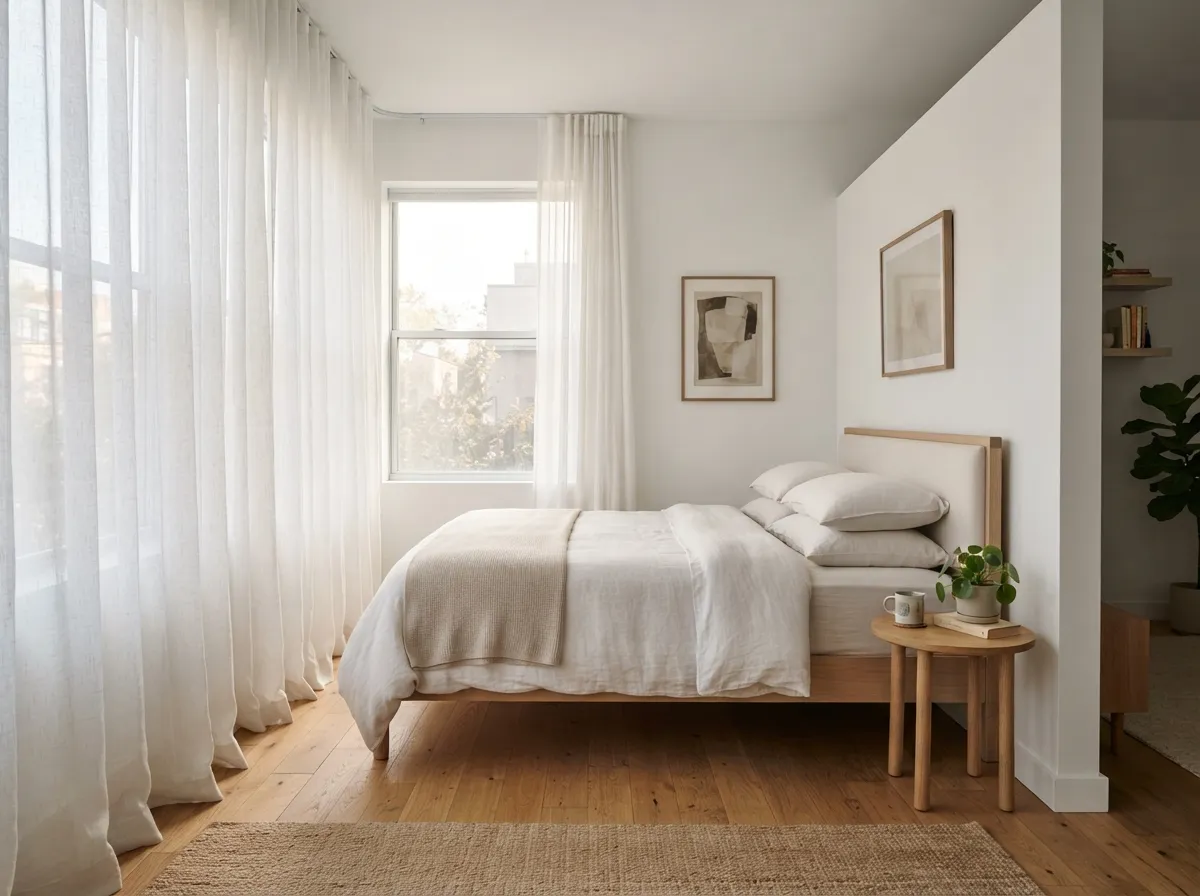 3. Hang Floor-to-Ceiling Sheer Curtains