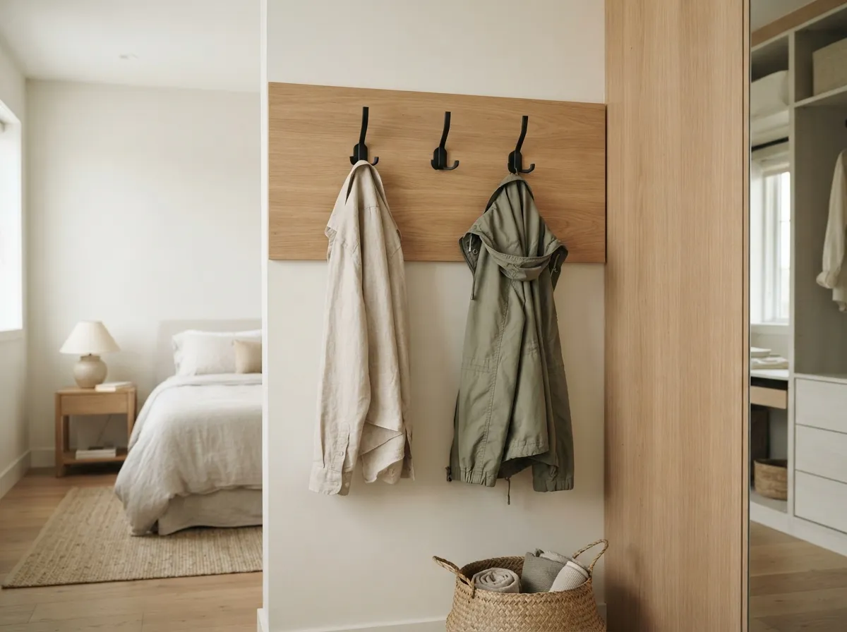 14. Add Minimalist Hooks for Worn-Once Clothes