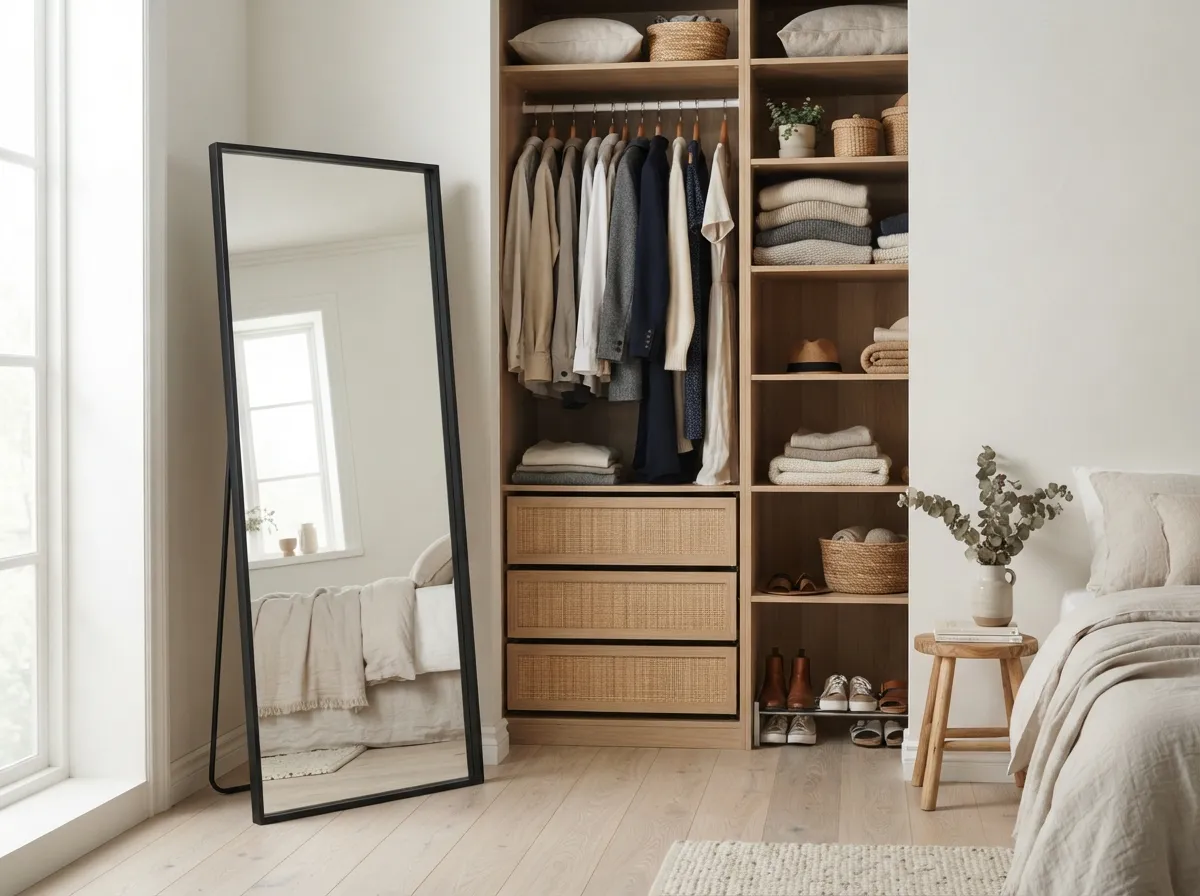17. Place a Minimalist Full-Length Mirror Nearby