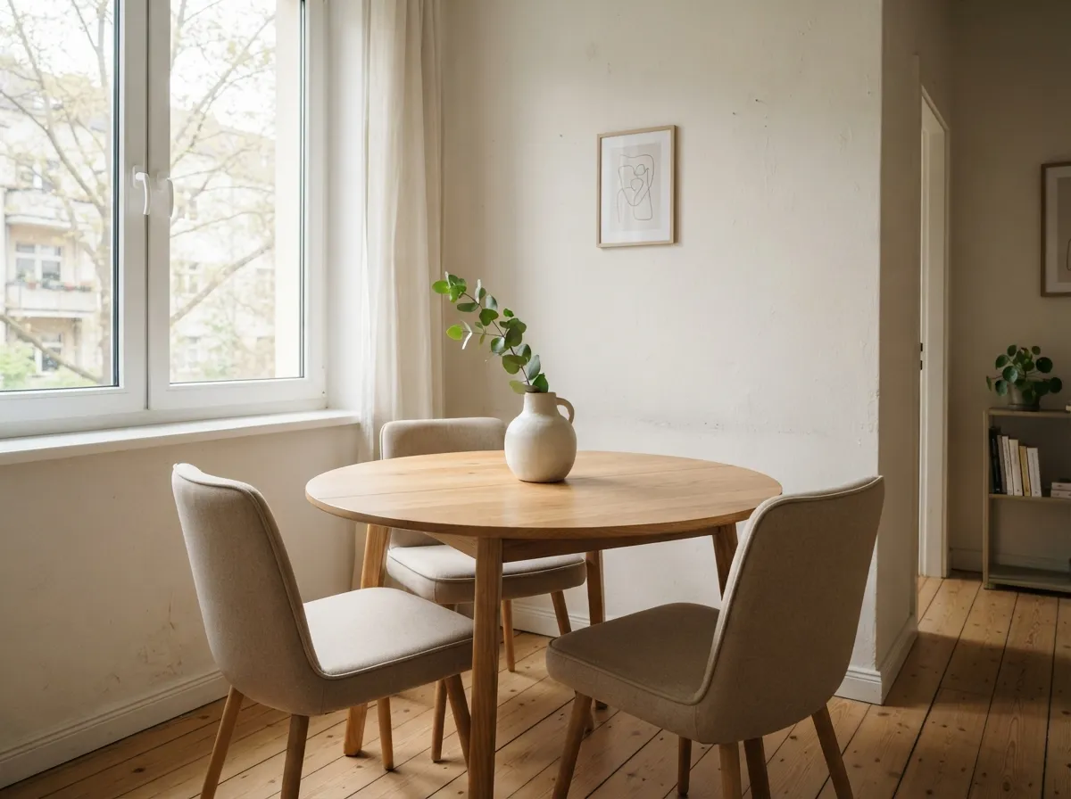 11. Round Wooden Tables to Soften Sharp Angles