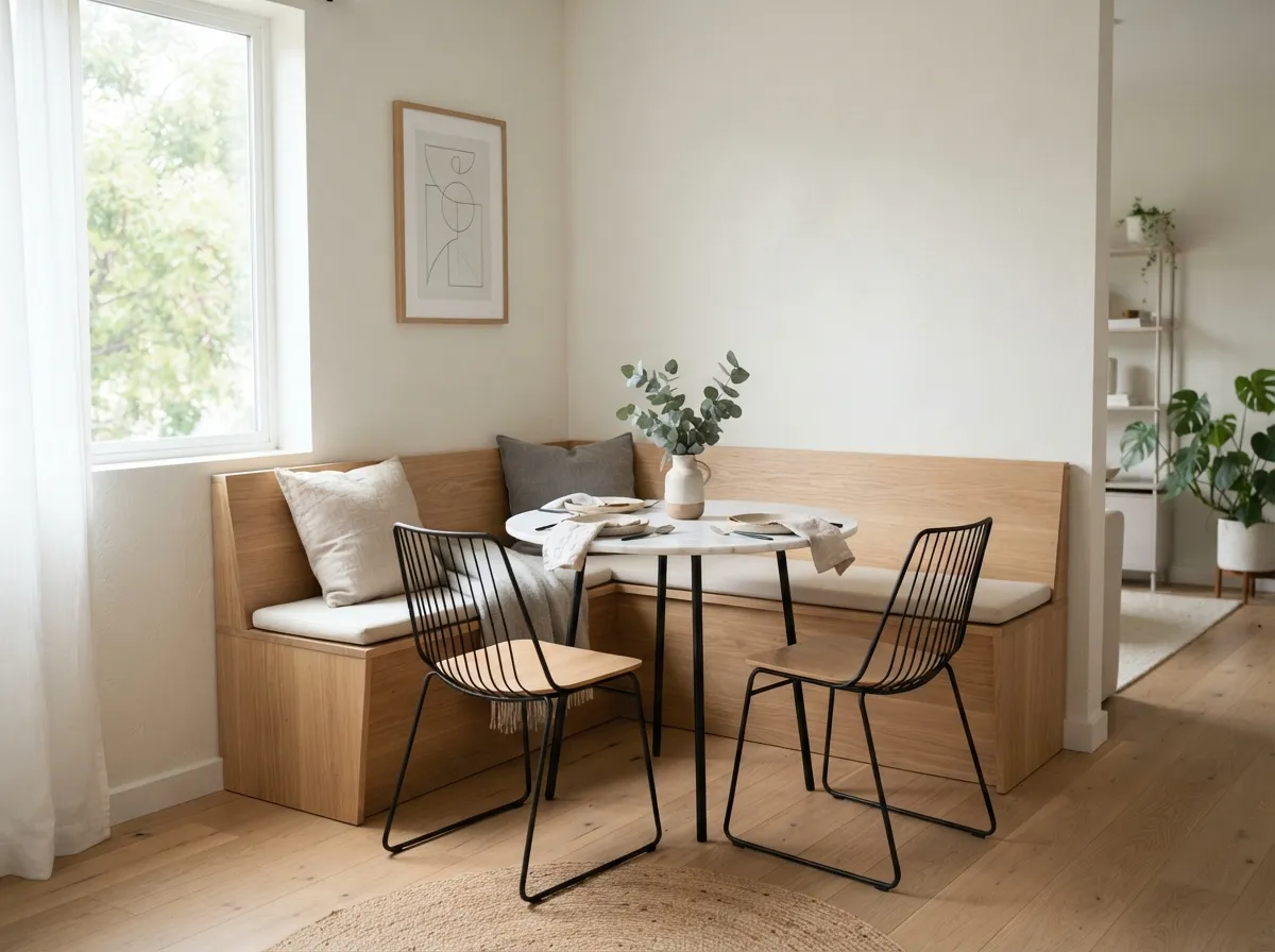 18. Minimalist Corner Nook Benches