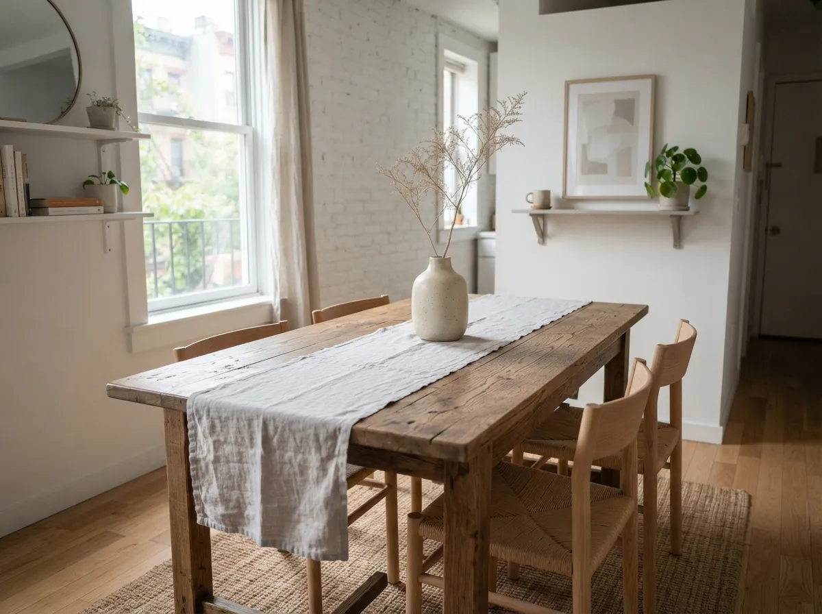 24. Simple Linen Table Runners for Soft Texture