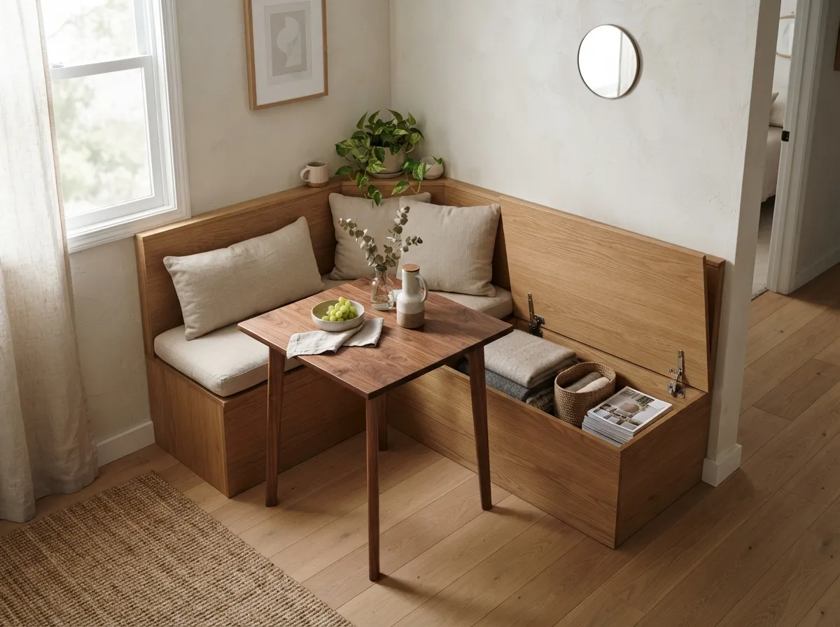 3. Built-In Banquette Seating with Hidden Storage