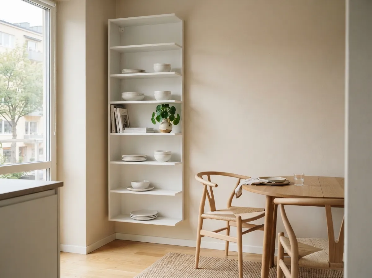 8. Vertical Open Shelving for Minimalist Decor
