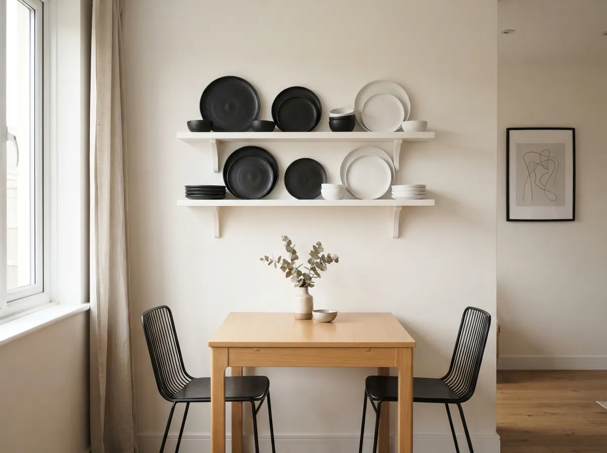 16. Monochrome Dinnerware Display