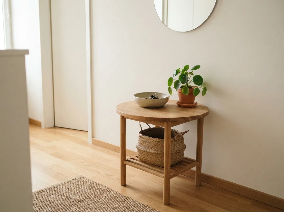 18. Small Round Table with Bottom Shelf