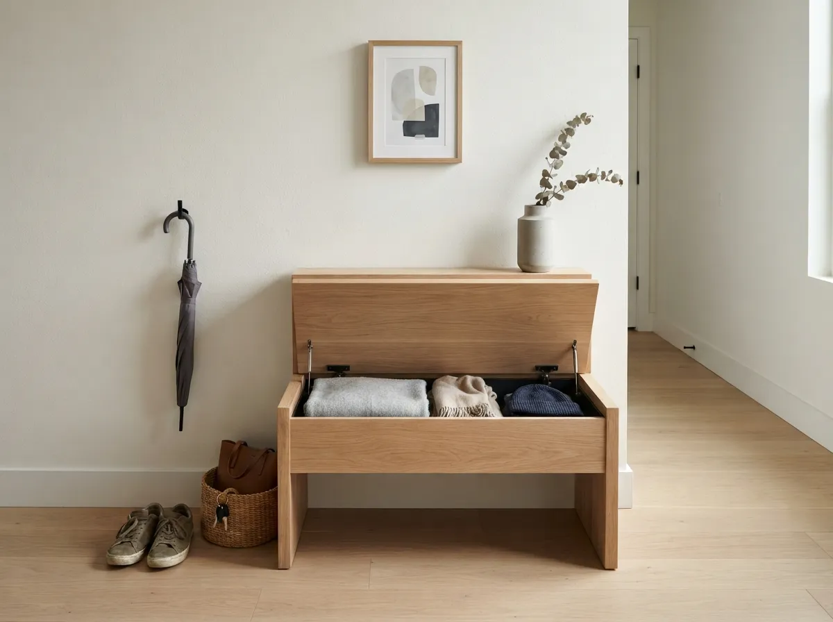 6. Compact Bench with Hidden Storage
