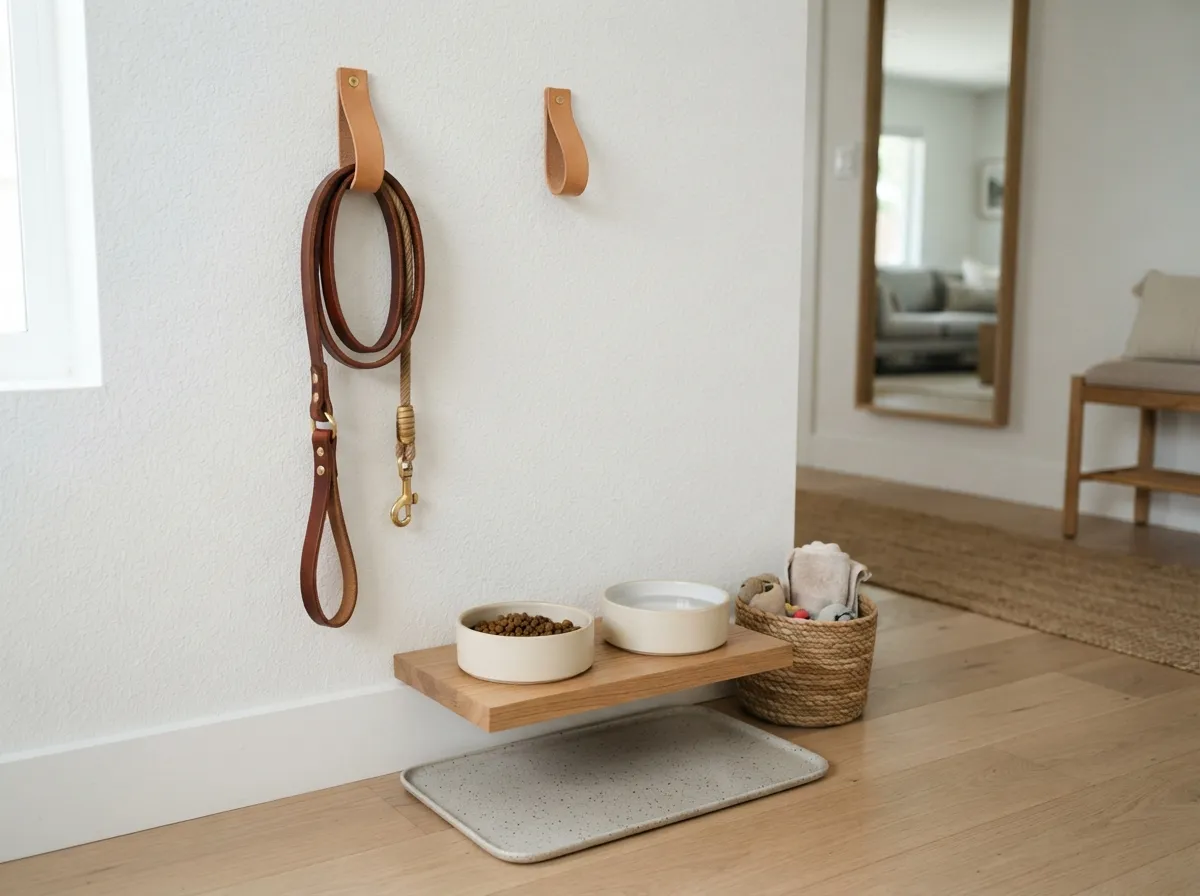12. Leather loop hooks for stylish leash hanging