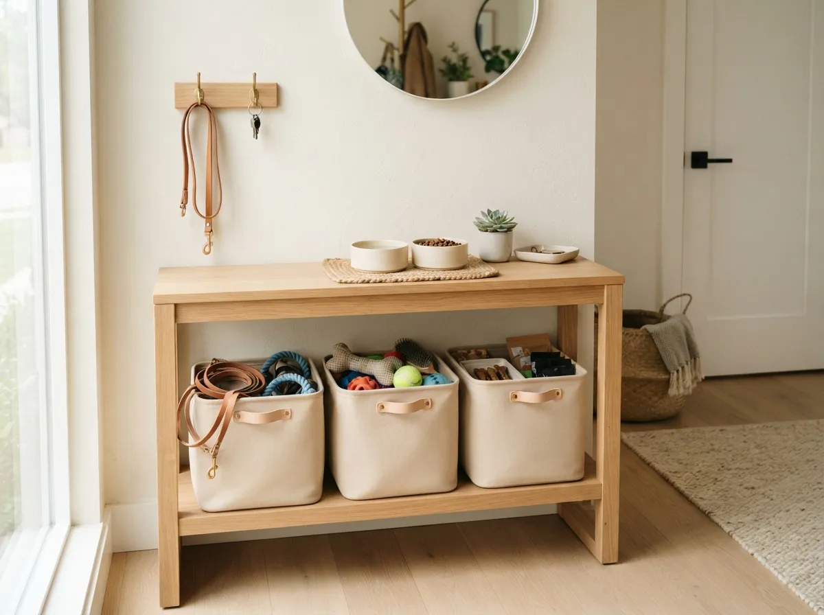 13. Neutral-toned canvas bins for pet gear