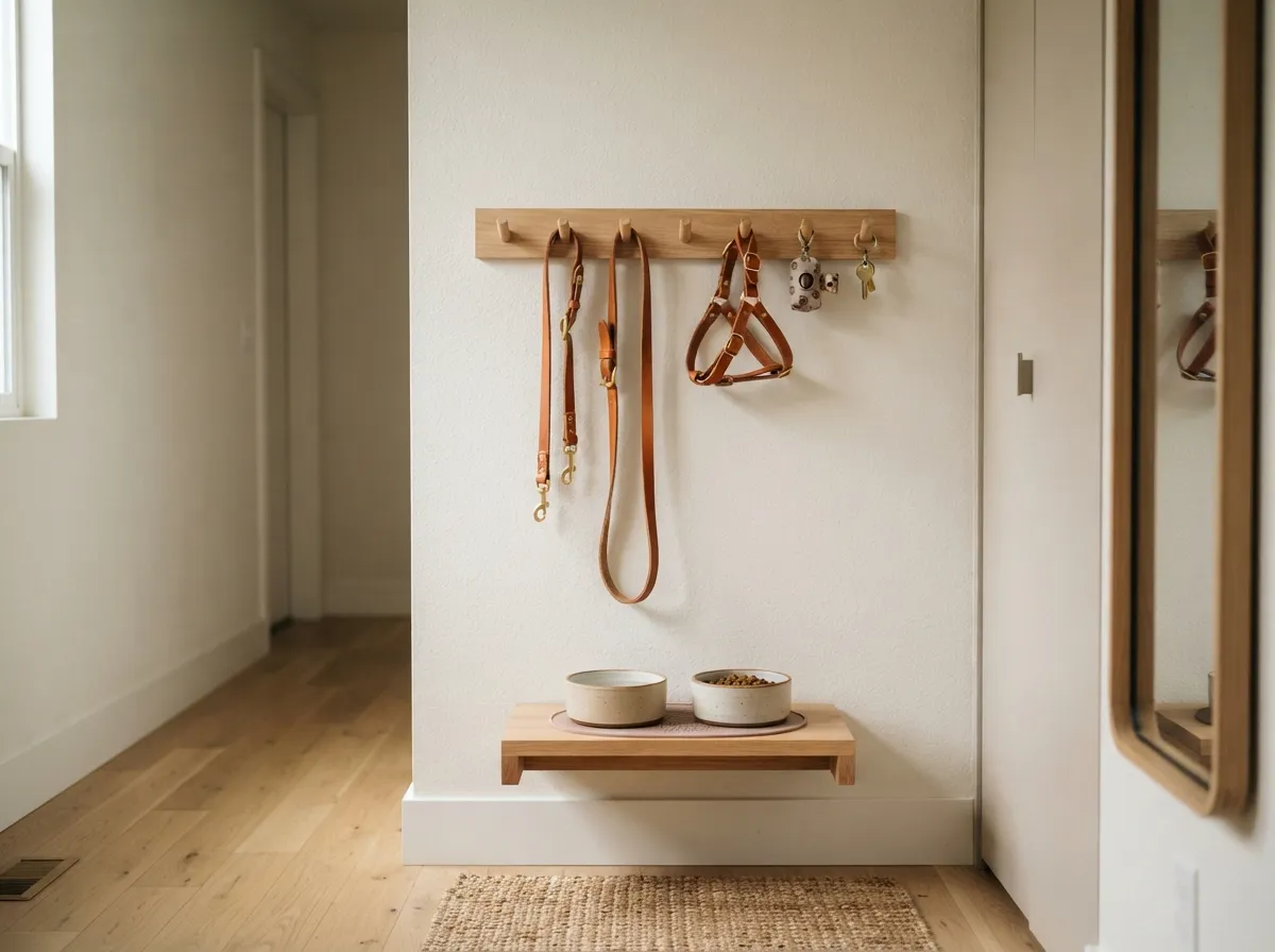 17. Minimalist peg rail for daily walk essentials