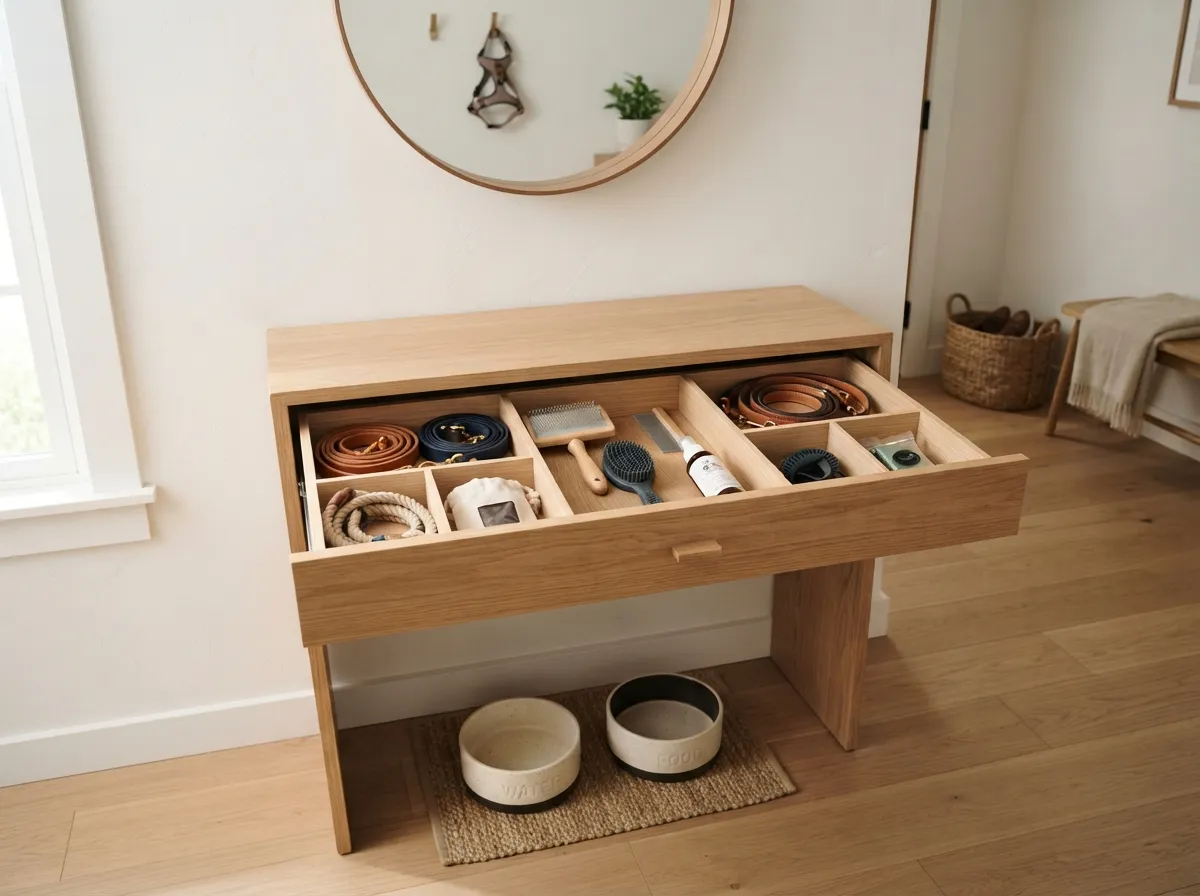 20. Shallow drawer insert for grooming tools and leashes