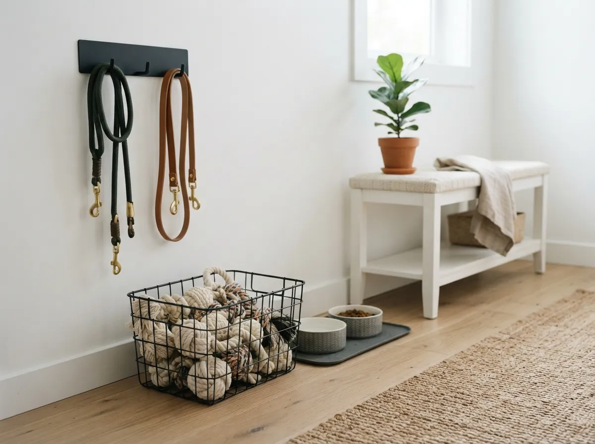 8. Wire mesh basket for loose pet toys