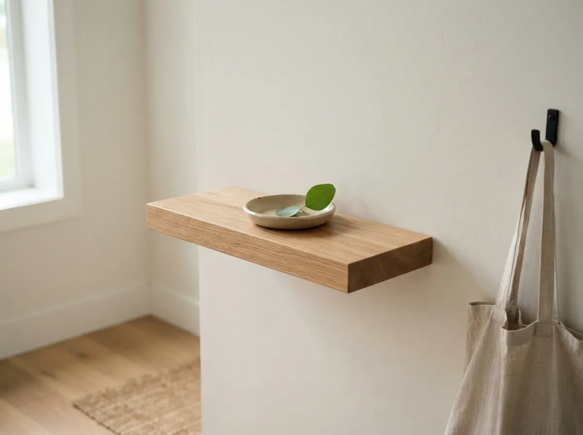 3. Install a minimalist wooden floating shelf