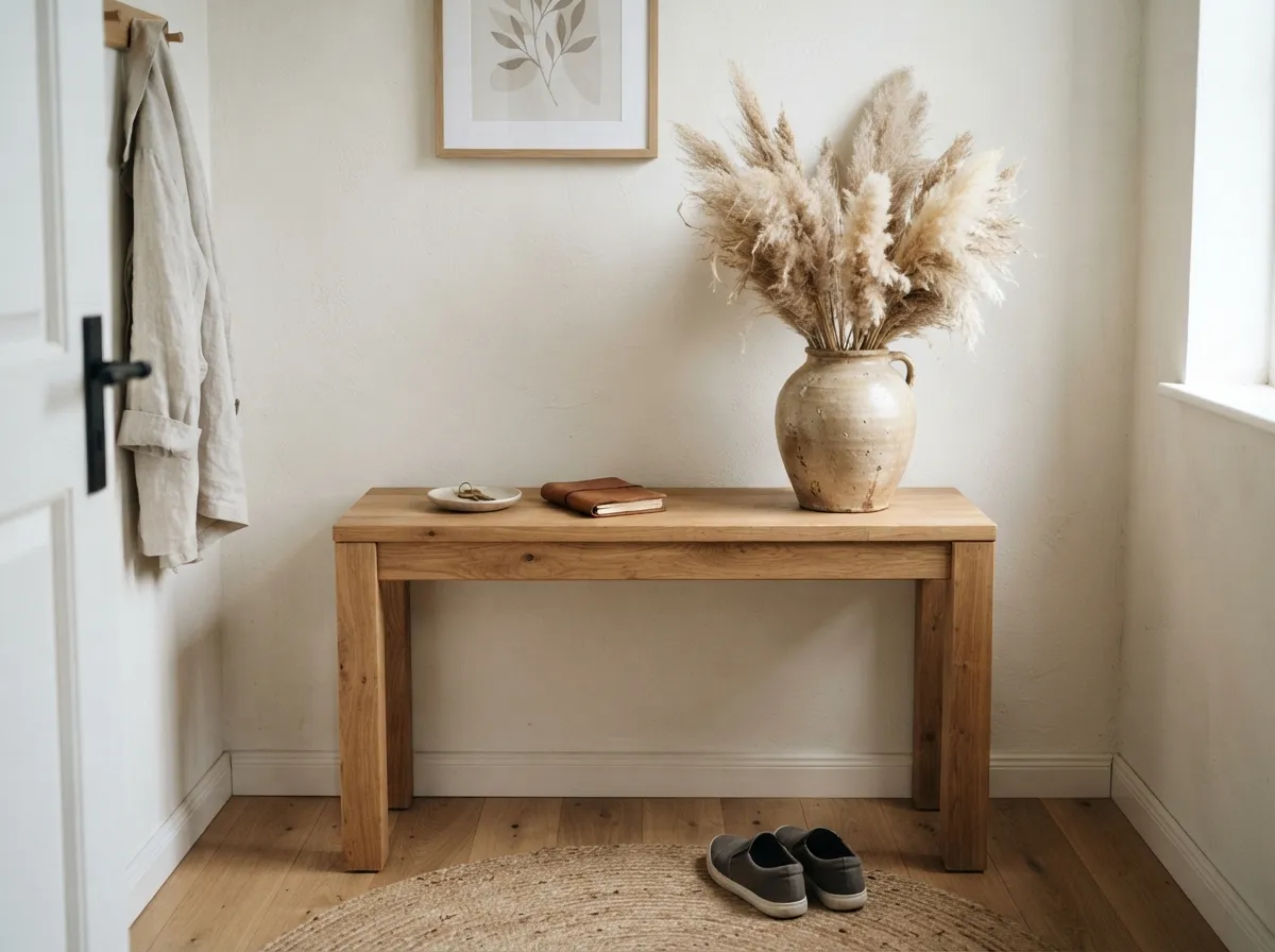 6. Add a slim wooden bench for sitting