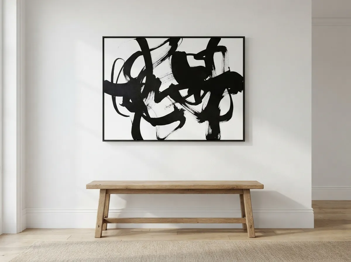 23. Focus on Bare Walls with One Large Art Piece