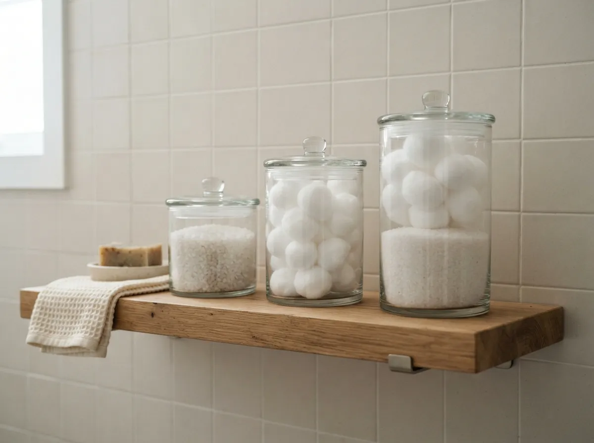 25. Repurpose Glass Jars for Bathroom Essentials