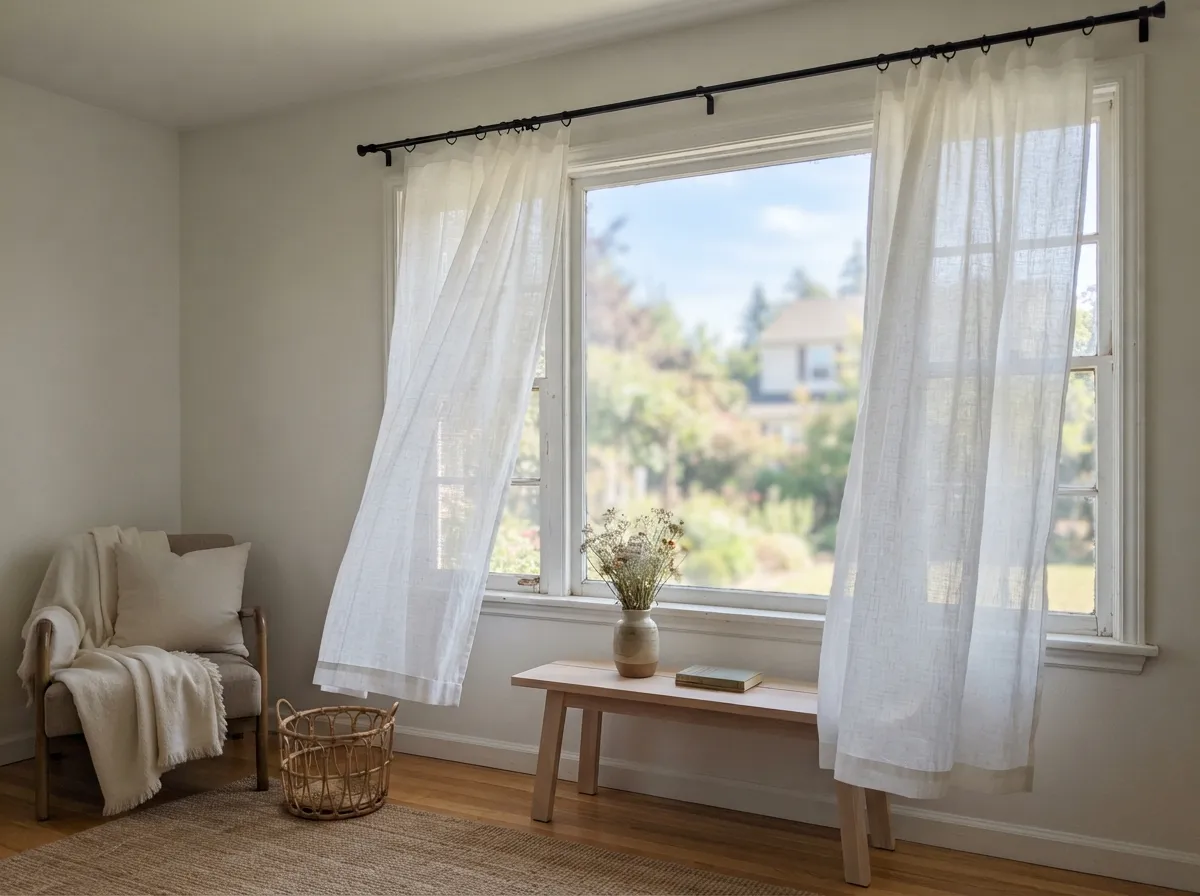 8. Swap Heavy Curtains for Sheer Linen Panels