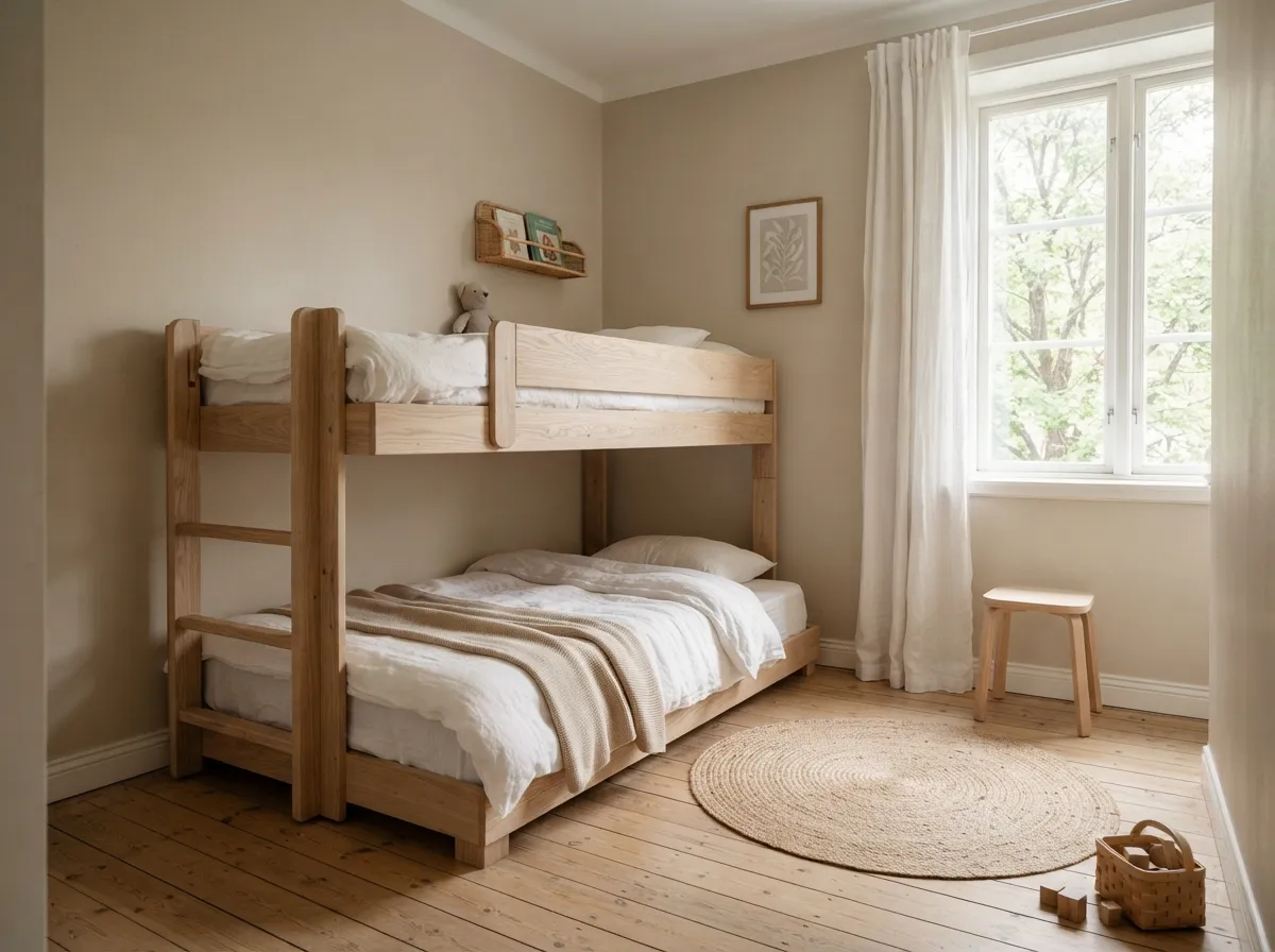 1. Low-Profile Wooden Bunk Beds