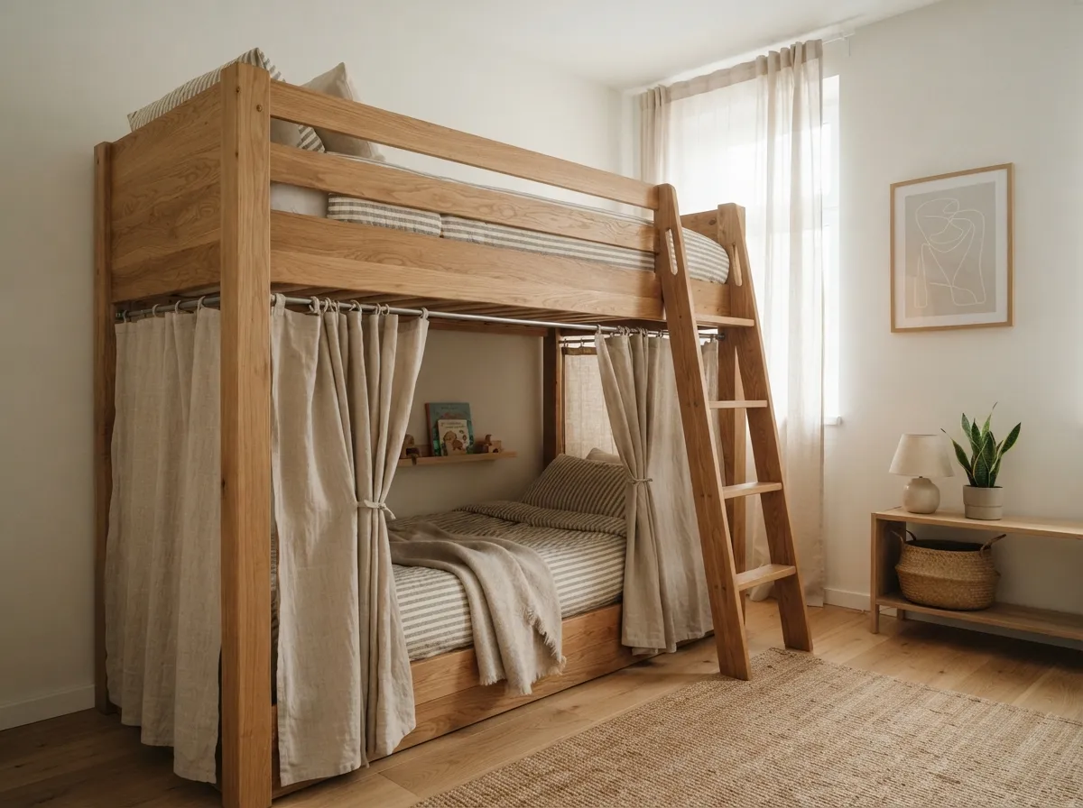 13. Neutral Canopy Curtains for Private Zones
