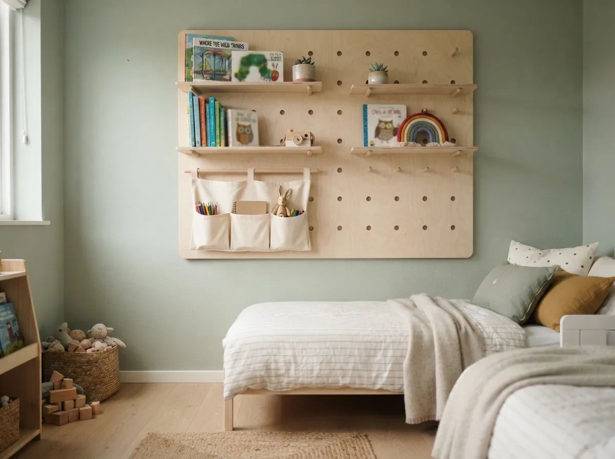 8. Wooden Pegboard Organizers for Flexible Storage