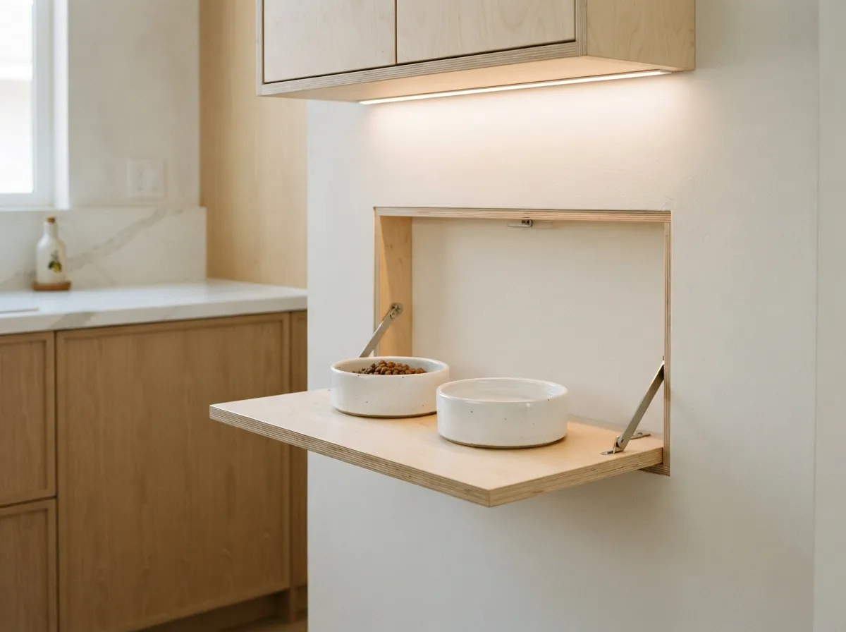 20. Compact Drop-Down Shelf for Mealtime
