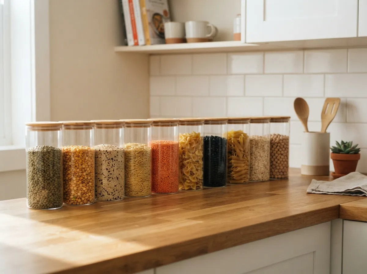 11. Glass storage jars for dry goods