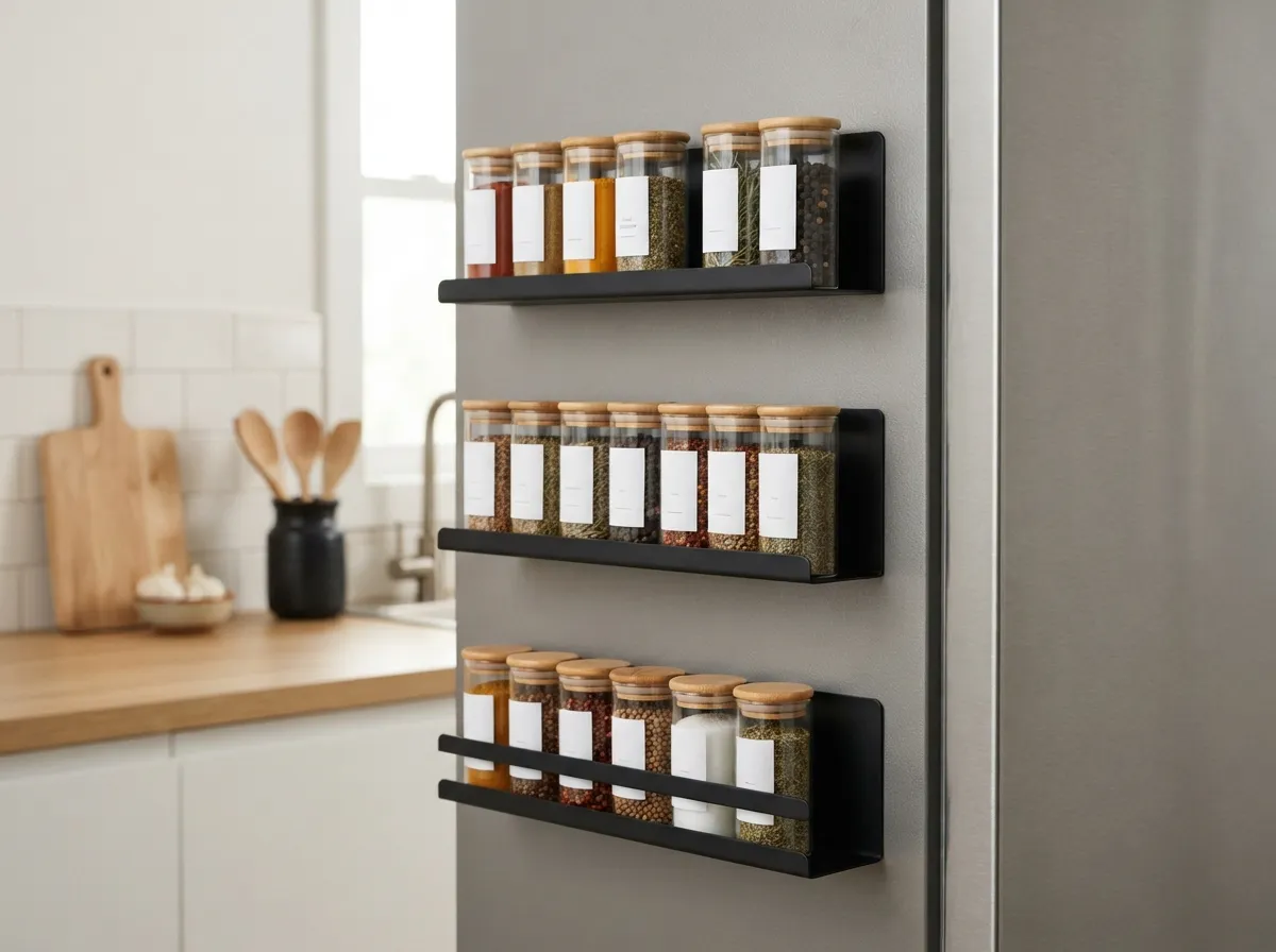3. Magnetic spice racks for the refrigerator