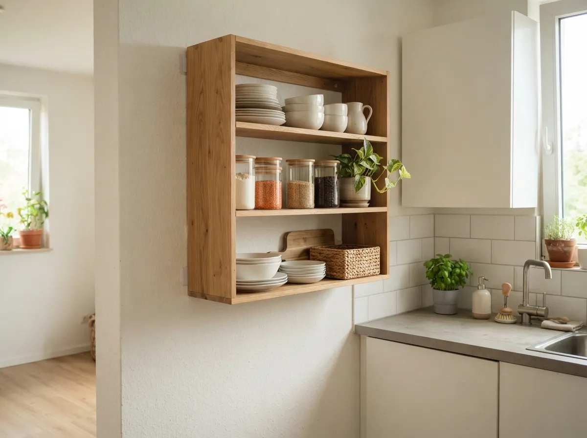 7. Freestanding wooden shelving units