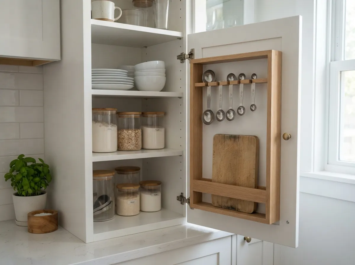 15. Utilize the Inside of Cabinet Doors for Tools